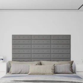 Wandpaneele 12 Stück graues Kunstleder 60x15 cm 1,08 m² von vidaXL, Wandverkleidung - Ref: Foro24-343984, Preis: 27,99 €, Rab...