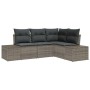 Conjunto de sofá de jardín 4 pcs Gris Poliratán