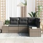 Conjunto de sofá de jardín 4 pcs Gris Poliratán