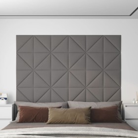 Paneles de pared 12 uds tela gris claro 30x30 cm 0