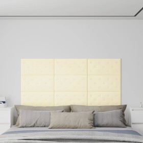 Paneles de pared 12 uds cuero sintético crema 60x30 cm 2,16 m²