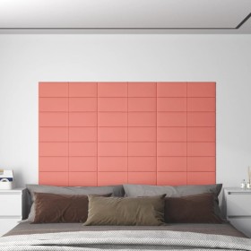 Paneles de pared 12 uds terciopelo rosa 60x15 cm 1,08 m²