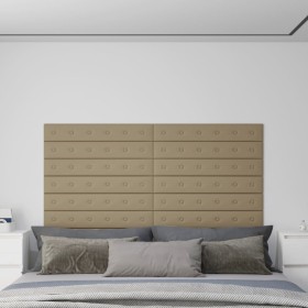 Paneles pared 12 uds cuero sintético capuchino 90x15 cm 1,62 m²