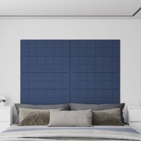 Paneles de pared 12 uds tela azul 90x30 cm 3,24 m²