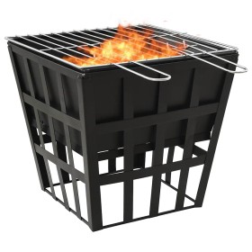 Brasero y barbacoa 2 en 1 de acero 34x34x48 cm