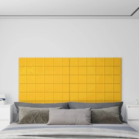 Paneles de pared 12 uds terciopelo amarillo 90x15 cm 1,62 m²