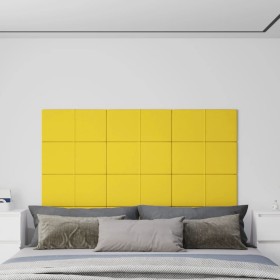 Paneles de pared 12 uds tela amarillo claro 60x30 cm 2,16 m²
