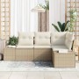 Conjunto de sofá de jardín 4 pcs Beige Poliratán