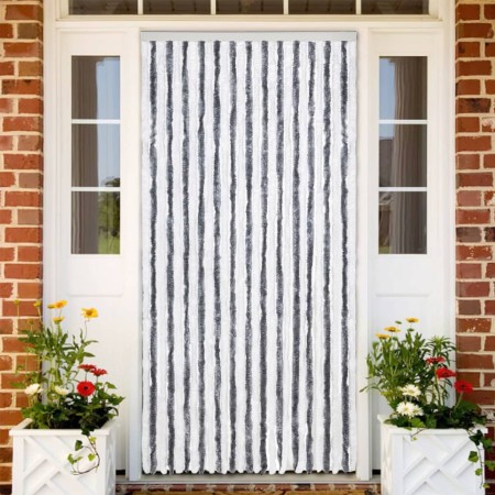 Cortina mosquitera chenilla gris y blanco 118x220 cm