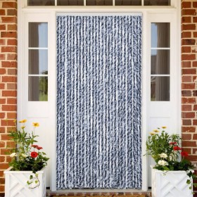 Cortina mosquitera chenilla azul y blanco 118x220 cm