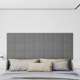 Paneles de pared 12 uds cuero sintético gris 30x30 cm 1,08 m²