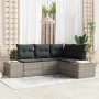 Conjunto de sofá de jardín 4 pcs Gris claro Poliratán