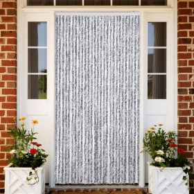 Cortina mosquitera chenilla blanco y gris 118x220 cm