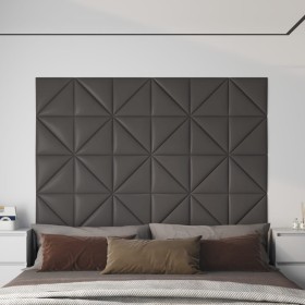 Paneles de pared 12 uds cuero sintético gris 30x30 cm 0,54 m²