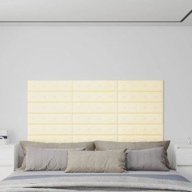 Paneles de pared 12 uds cuero sintético crema 60x15 cm 1,08 m²