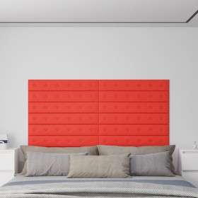 Paneles de pared 12 uds cuero sintético rojo 90x15 cm 1,62 m²