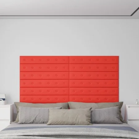 Wall panels 12 pcs red synthetic leather 90x15 cm 1.62 m² by vidaXL, Wall covering - Ref: Foro24-343997, Price: 36,88 €, Disc...