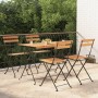 Muebles cafetería plegables 5 pzas madera maciza acacia y acero
