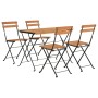 Muebles cafetería plegables 5 pzas madera maciza acacia y acero