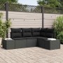 Conjunto de sofá de jardín 4 pcs Negro Poliratán
