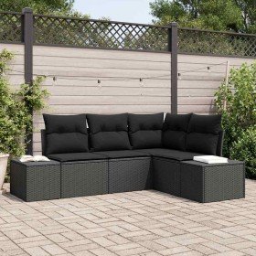 Conjunto de sofá de jardín 4 pcs Negro ratán sintético en Conjuntos de jardín | Comprar online en Foro24