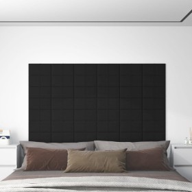 Paneles de pared 12 uds tela negro 30x15 cm 0,54 m²