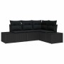 Conjunto de sofá de jardín 4 pcs Negro Poliratán