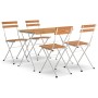 Muebles cafetería plegables 5 pzas madera maciza acacia y acero