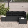 Conjunto de sofá de jardín 4 pcs Negro Poliratán