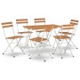 Muebles cafetería plegables 7 pzas madera maciza acacia y acero
