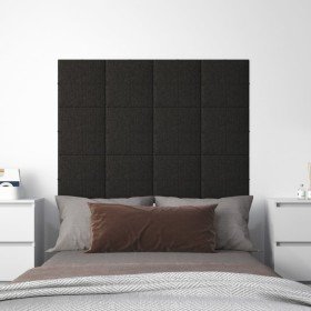 Paneles de pared 12 uds tela negro 30x30 cm 1,08 m²