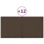 Paneles de pared 12 uds tela marrón 30x15 cm 0,54 m²