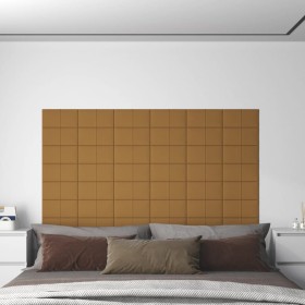 Paneles de pared 12 uds terciopelo marrón 30x15 cm