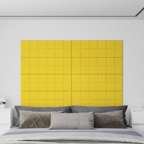 Paneles de pared 12 uds tela amarillo claro 90x30 