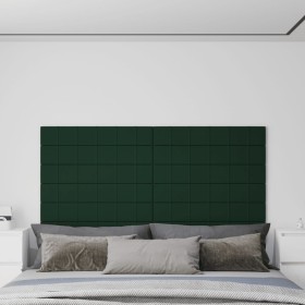 Paneles de pared 12 uds tela verde oscuro 90x15 cm