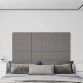 Paneles de pared 12 uds tela gris claro 60x30 cm 2