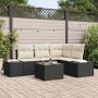 Conjunto de sofá de jardín 5 pcs Negro Poliratán