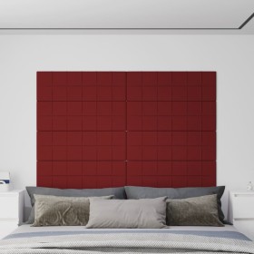 Paneles de pared 12 uds tela rojo tinto 90x30 cm 3