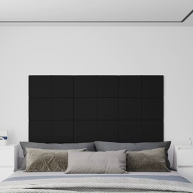 Paneles de pared 12 uds tela negro 60x30 cm 2,16 m