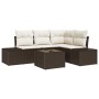 Conjunto de sofá de jardín 5 pcs Marrón Poliratán