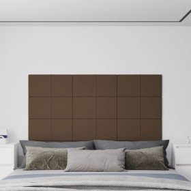 Paneles de pared 12 uds tela marrón 60x30 cm 2,16 m²