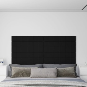 Paneles de pared 12 uds terciopelo negro 90x15 cm 