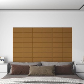 Paneles de pared 12 uds terciopelo marrón 60x15 cm 1,08 m²