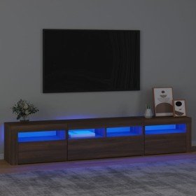 Mueble de TV con luces LED marrón roble 210x35x40 cm Mueble de TV con luces LED marrón roble 210x35x40 cm