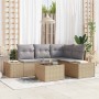 Conjunto de sofá de jardín 5 pcs Beige Poliratán