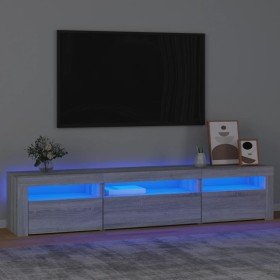 Mueble de TV con luces LED gris sonoma 195x35x40 cm Mueble de TV con luces LED gris sonoma 195x35x40 cm