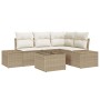 Conjunto de sofá de jardín 5 pcs Beige Poliratán