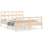 Bed frame with solid wood headboard 160x200 cm by vidaXL, Beds and slatted bases - Ref: Foro24-3194841, Price: 139,96 €, Disc...
