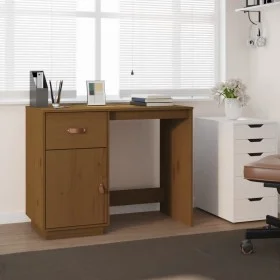 Honey brown solid pine wood desk 95x50x75 cm by vidaXL, Desks - Ref: Foro24-820105, Price: 134,54 €, Discount: %