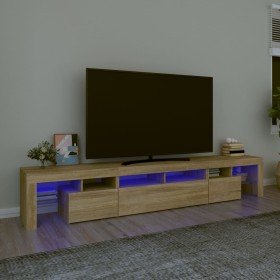 Mueble de TV con luces LED roble Sonoma 230x36,5x40 cm en Muebles TV | Comprar online en Foro24